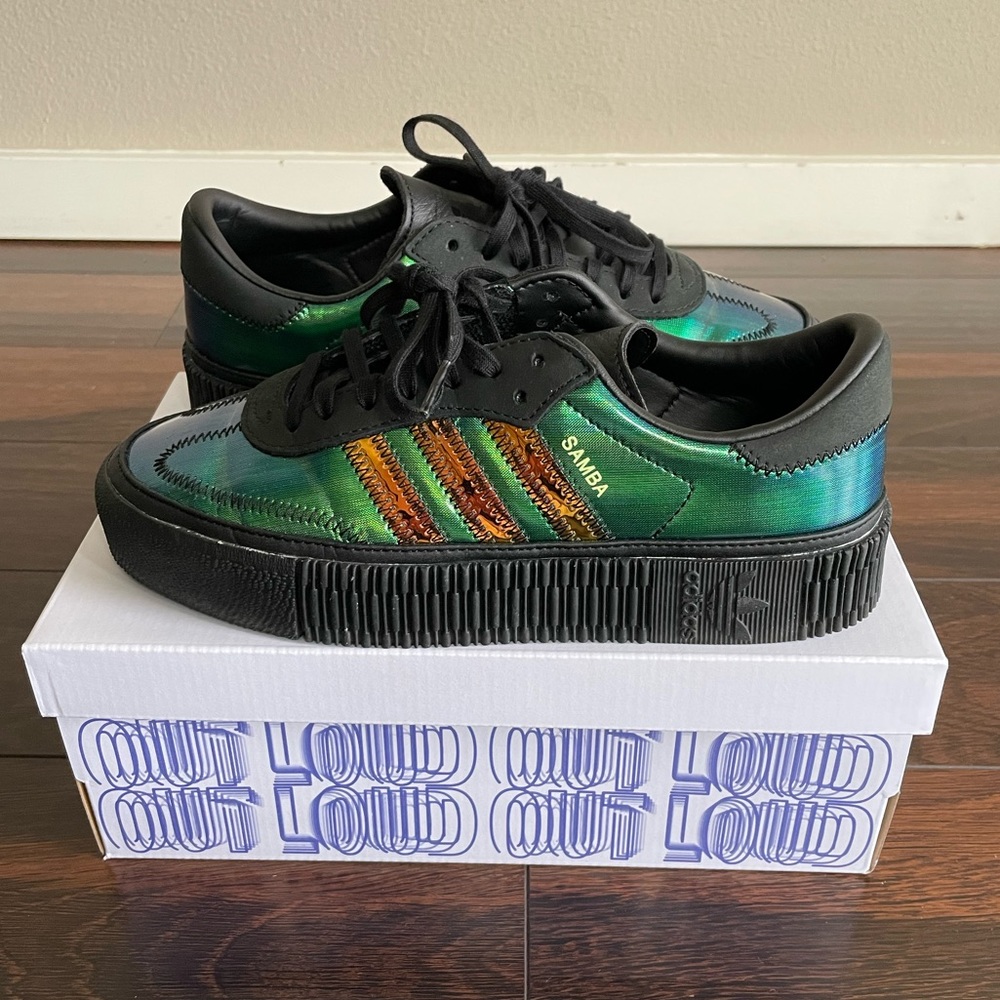 Adidas samba rose metallic green out loud shoes